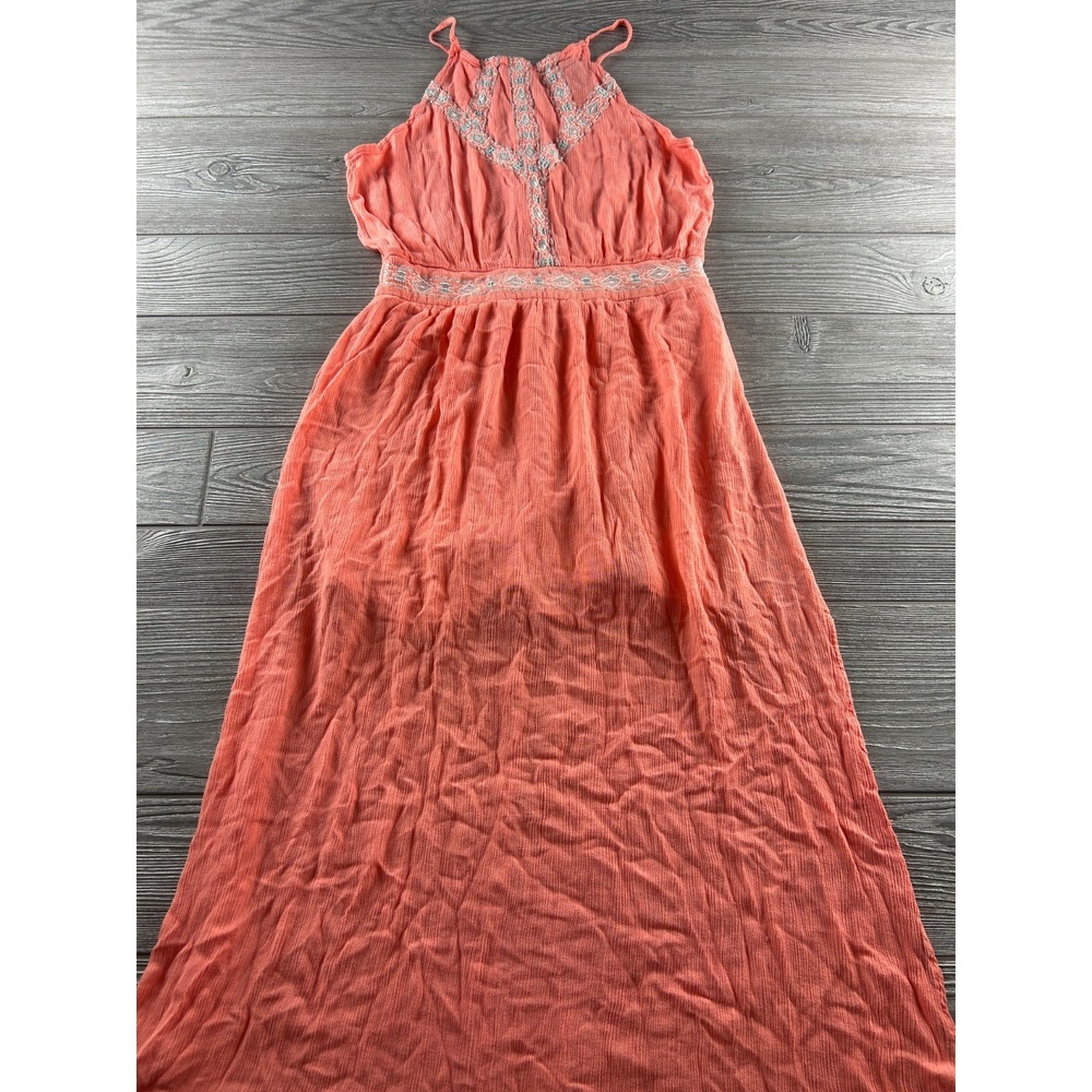 Rock & Roll Cowgirl Pink Embroidered Sleeveless Midi Dress Small